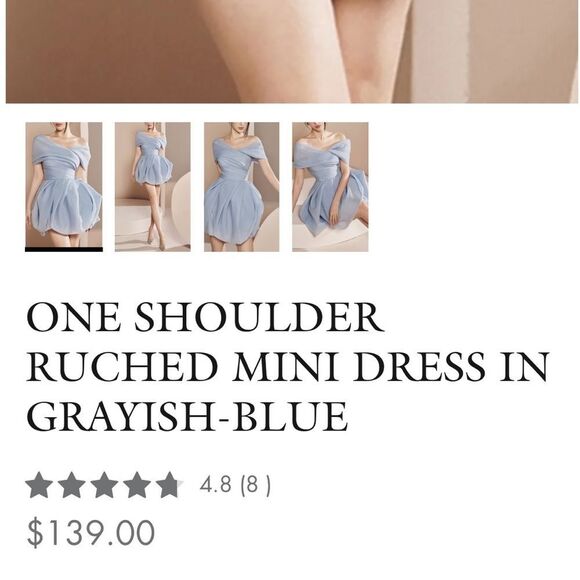 Oh Cici One Shoulder Ruched Mini Dress Light Blue Sz XS-S NWT - Picture 6 of 16